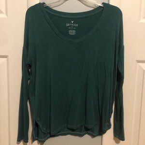 American Eagle Long Sleeve Teal Green Shirt